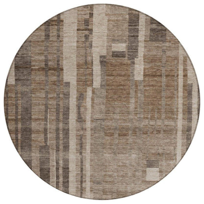 Esmara Brown Washable Indoor-Outdoor Rug-Outdoor Rugs-LOOMLAN Rugs-8' x 8'-LOOMLAN