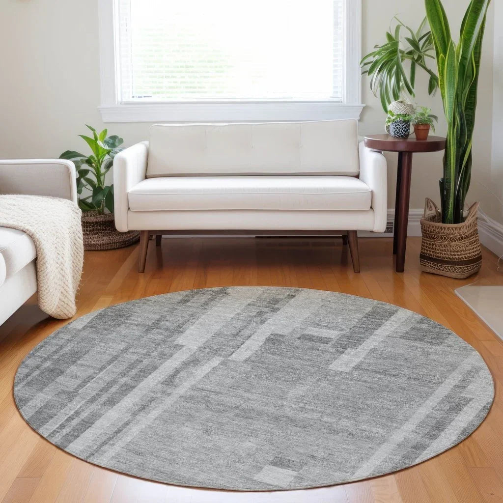 Esmara Gray Washable Indoor-Outdoor Rug-Outdoor Rugs-LOOMLAN Rugs-LOOMLAN