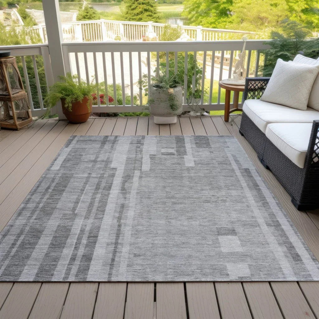 Esmara Gray Washable Indoor-Outdoor Rug-Outdoor Rugs-LOOMLAN Rugs-LOOMLAN