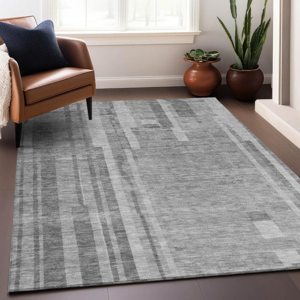 Esmara Gray Washable Indoor-Outdoor Rug-Outdoor Rugs-LOOMLAN Rugs-LOOMLAN