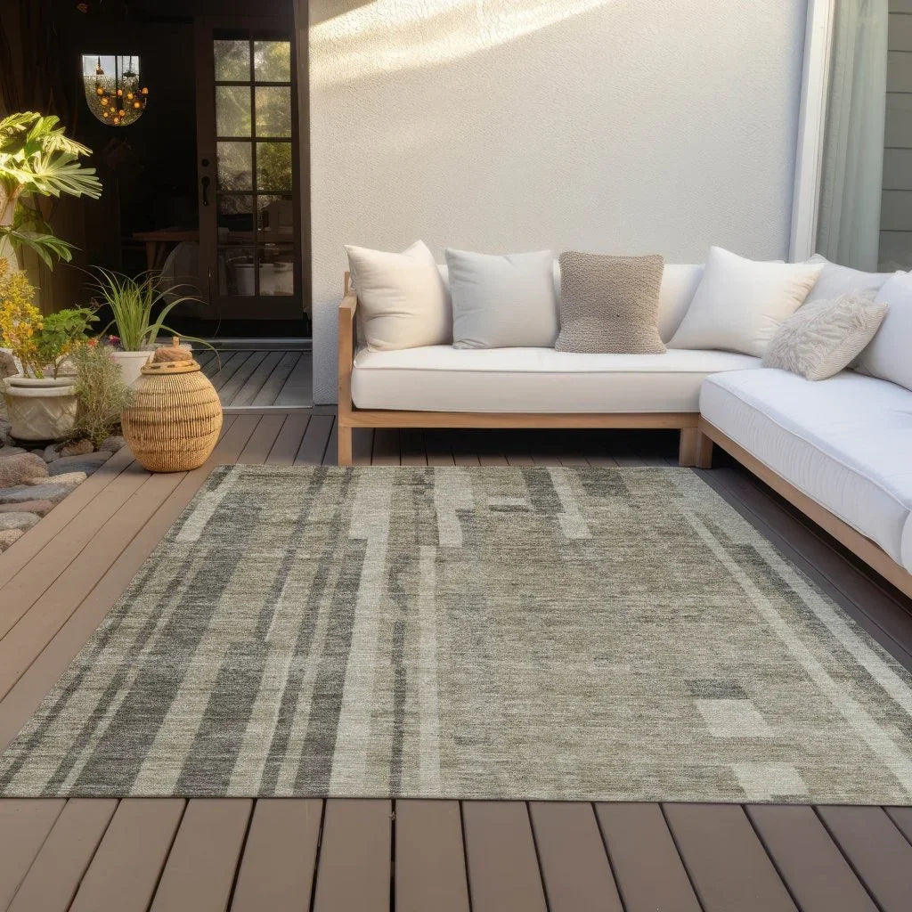 Esmara Taupe Washable Indoor-Outdoor Rug-Outdoor Rugs-LOOMLAN Rugs-LOOMLAN
