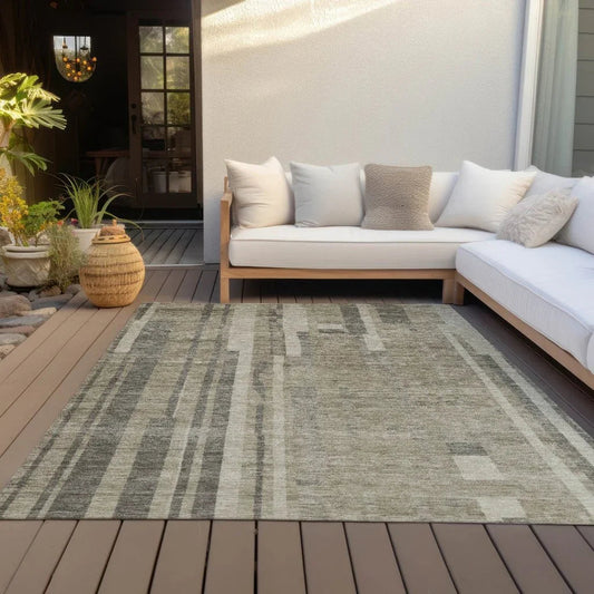 Esmara Taupe Washable Indoor-Outdoor Rug-Outdoor Rugs-LOOMLAN Rugs-LOOMLAN
