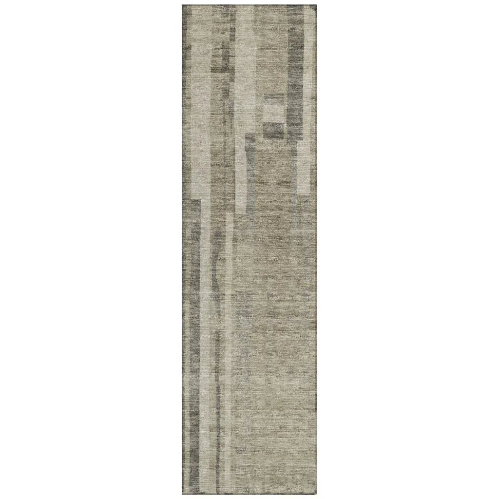 Esmara Taupe Washable Indoor-Outdoor Rug-Outdoor Rugs-LOOMLAN Rugs-2'3" x 7'6"-LOOMLAN