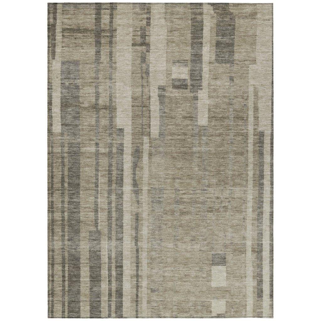Esmara Taupe Washable Indoor-Outdoor Rug-Outdoor Rugs-LOOMLAN Rugs-2'6" x 3'10"-LOOMLAN