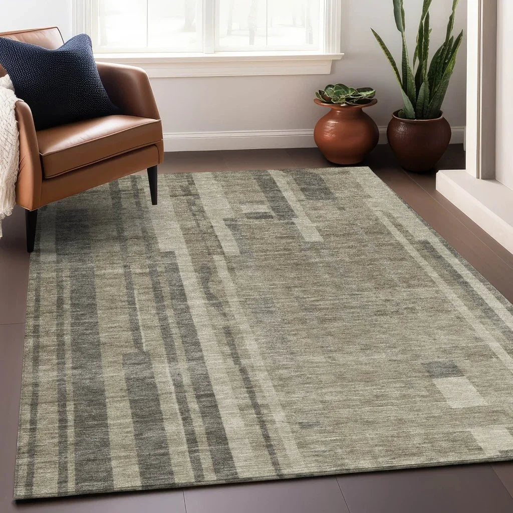 Esmara Taupe Washable Indoor-Outdoor Rug-Outdoor Rugs-LOOMLAN Rugs-LOOMLAN