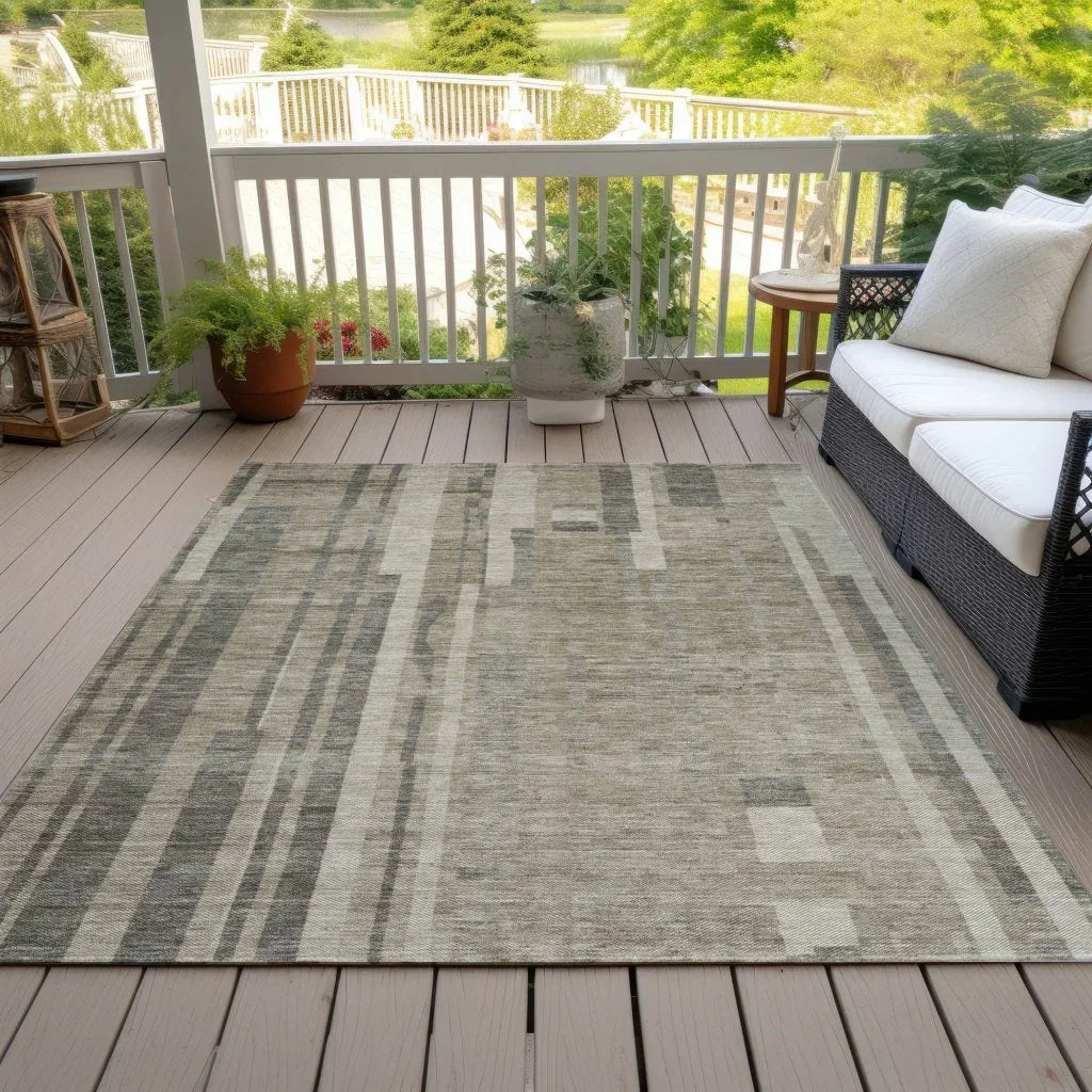 Esmara Taupe Washable Indoor-Outdoor Rug-Outdoor Rugs-LOOMLAN Rugs-LOOMLAN