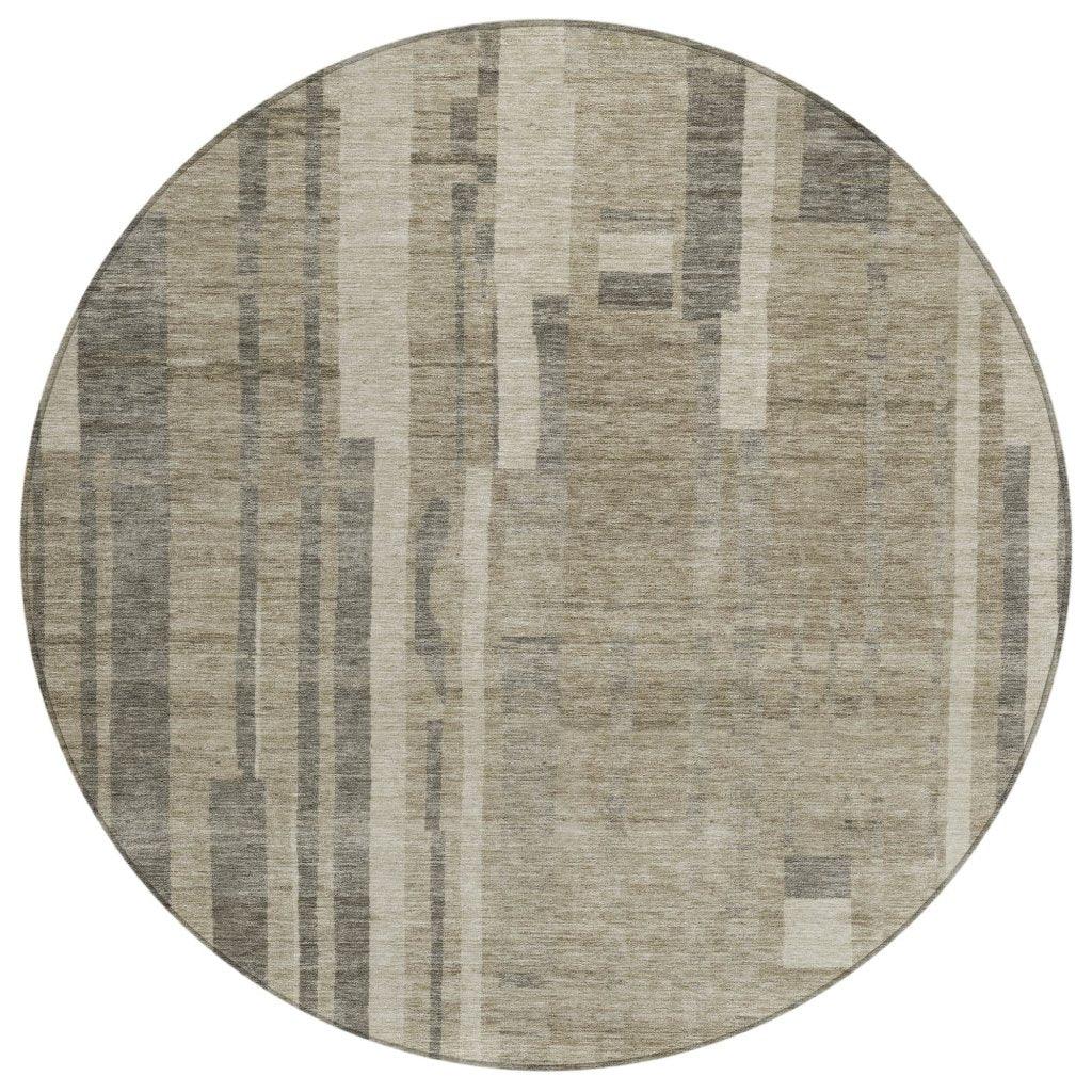 Esmara Taupe Washable Indoor-Outdoor Rug-Outdoor Rugs-LOOMLAN Rugs-8' x 8'-LOOMLAN