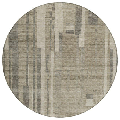 Esmara Taupe Washable Indoor-Outdoor Rug-Outdoor Rugs-LOOMLAN Rugs-8' x 8'-LOOMLAN