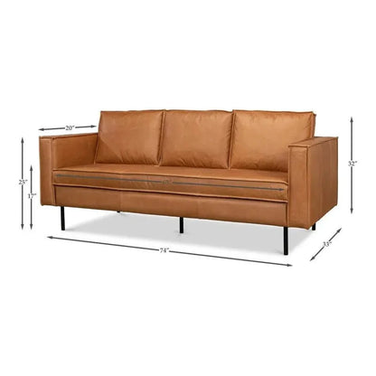 Esprit Leather Sofa Mid - Century Modern - LOOMLAN - Sarreid - Sofas & Loveseats