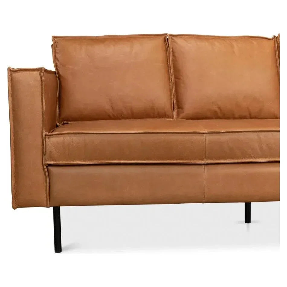 Esprit Leather Sofa Mid - Century Modern - LOOMLAN - Sarreid - Sofas & Loveseats