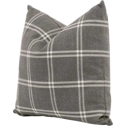 Essential Grey Checkered Performance Throw Pillow - 2PC - LOOMLAN - Essentials For Living - Throw Pillows