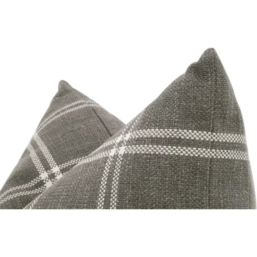 Essential Grey Checkered Performance Throw Pillow - 2PC - LOOMLAN - Essentials For Living - Throw Pillows