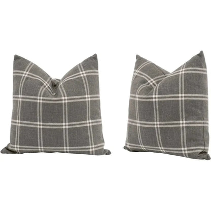 Essential Grey Checkered Performance Throw Pillow - 2PC - LOOMLAN - Essentials For Living - Throw Pillows