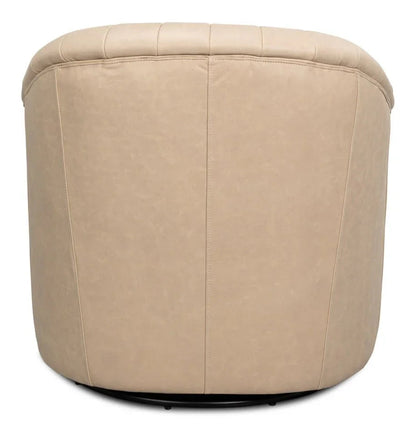 Essex Cappucino White Leather Swivel Chair - LOOMLAN - Sarreid - Club Chairs