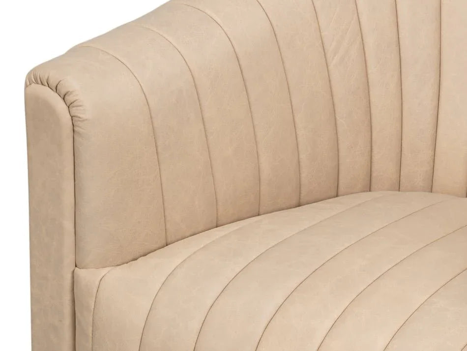 Essex Cappucino White Leather Swivel Chair - LOOMLAN - Sarreid - Club Chairs