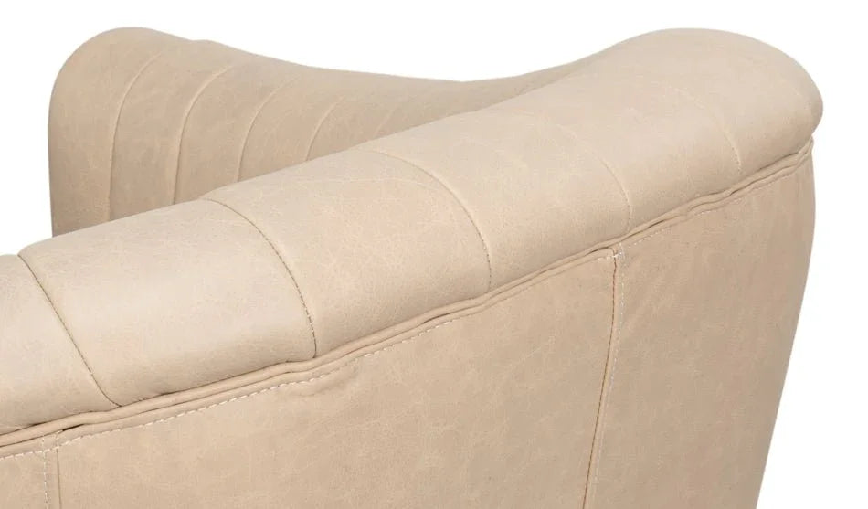 Essex Cappucino White Leather Swivel Chair - LOOMLAN - Sarreid - Club Chairs