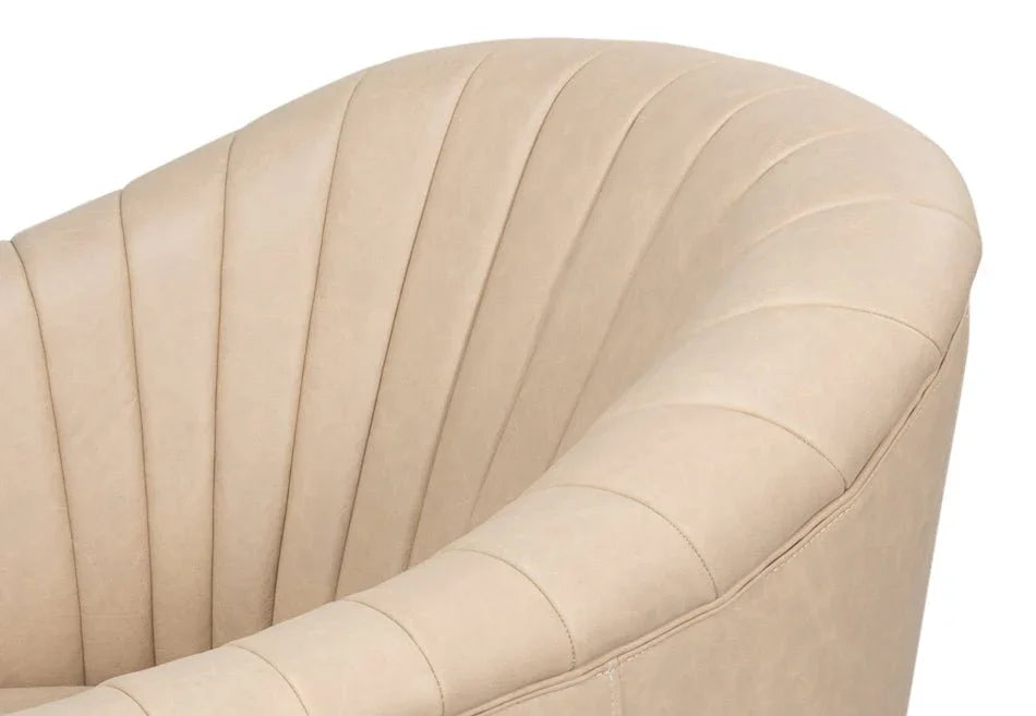 Essex Cappucino White Leather Swivel Chair - LOOMLAN - Sarreid - Club Chairs