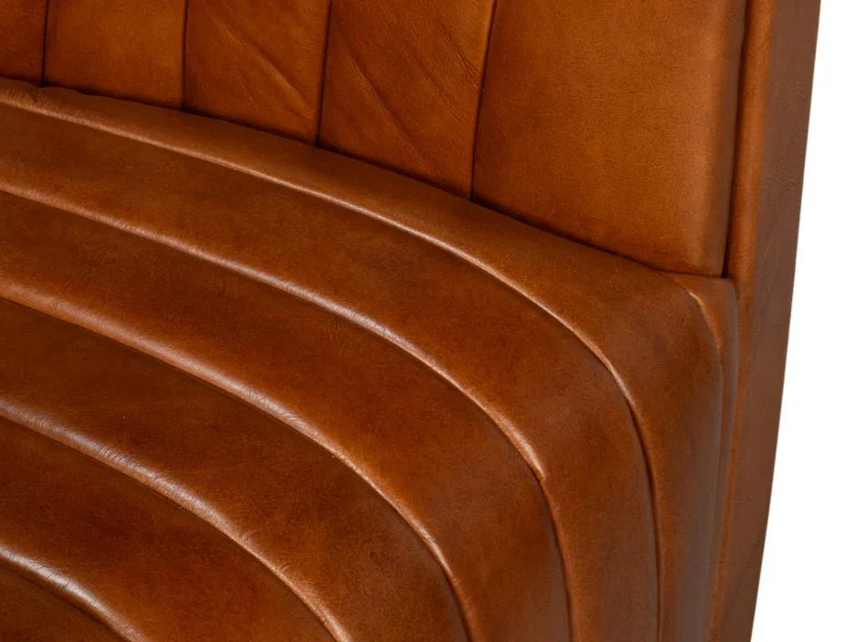Essex Havana Brown Leather Swivel Chair - LOOMLAN - Sarreid - Club Chairs