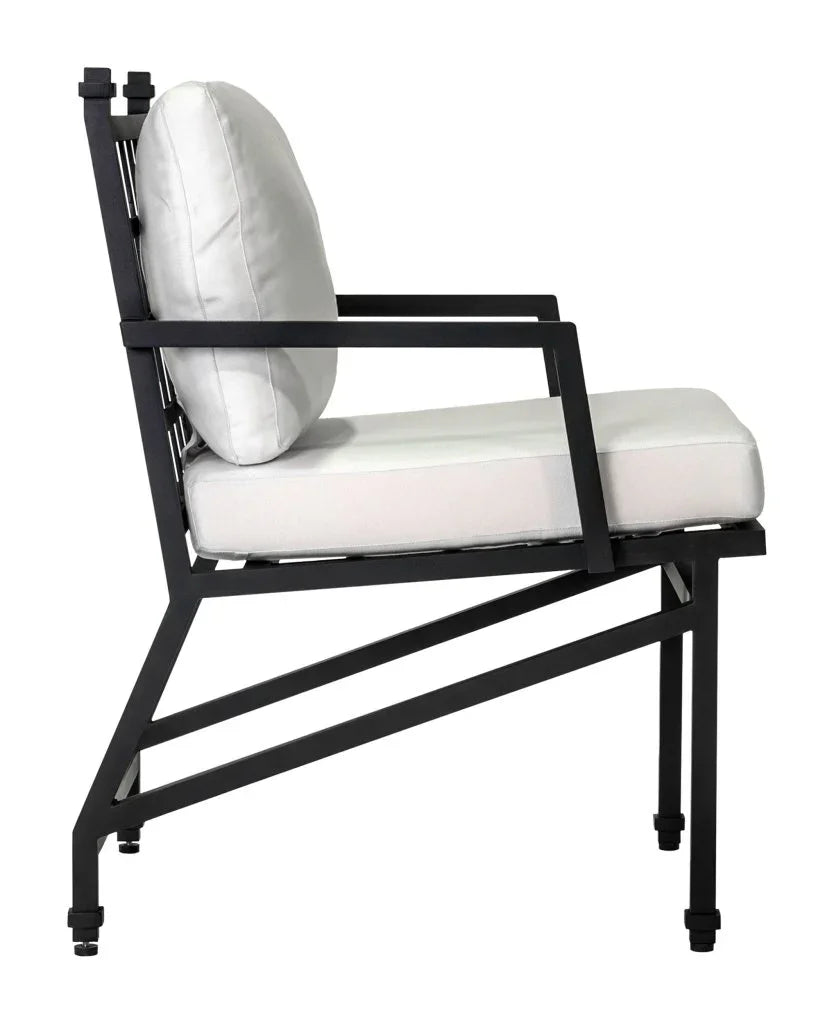 Eterna Black Matte Patio Dining Arm Chair (Set Of 2)-Outdoor Dining Chairs-Seasonal Living-LOOMLAN