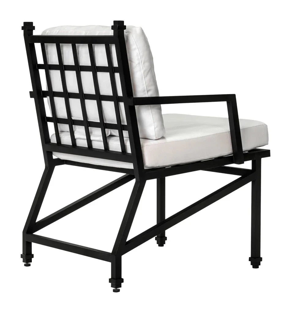 Eterna Black Matte Patio Dining Arm Chair (Set Of 2)-Outdoor Dining Chairs-Seasonal Living-LOOMLAN