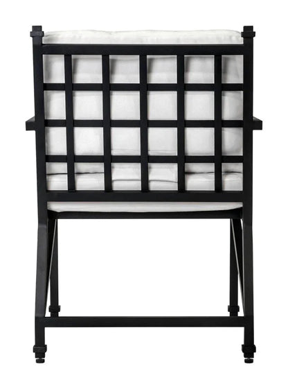 Eterna Black Matte Patio Dining Arm Chair (Set Of 2)-Outdoor Dining Chairs-Seasonal Living-LOOMLAN