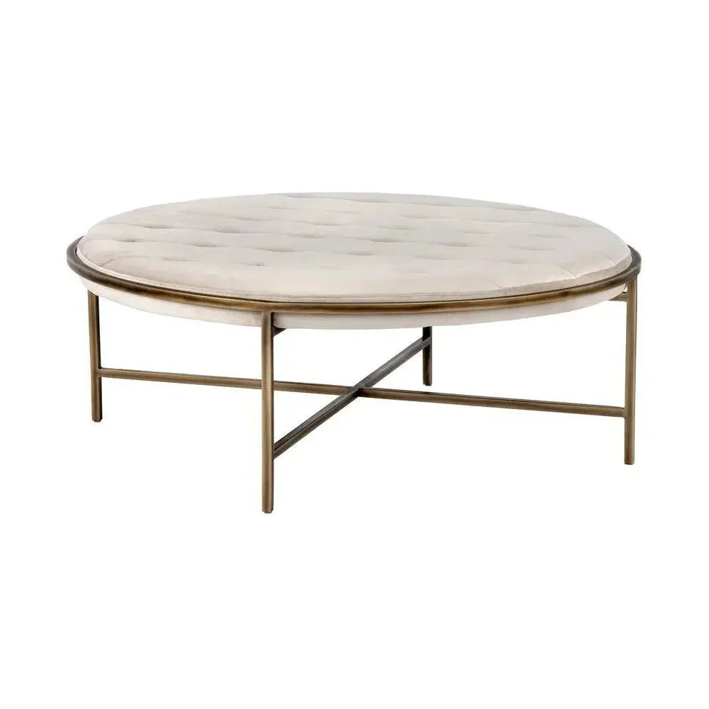 Ethel Fabric Round Ottoman - LOOMLAN - SUNPAN - Ottomans