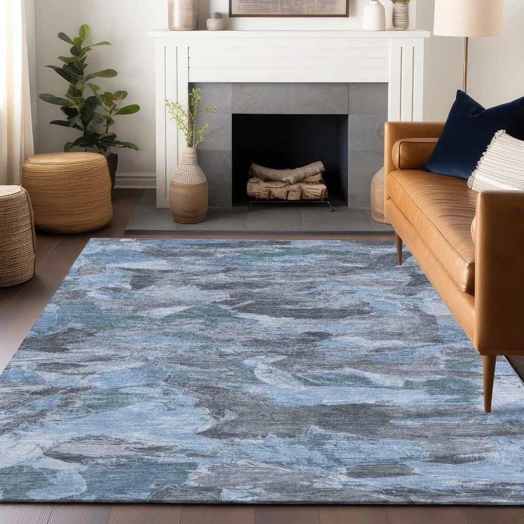 Eucalyne Blue Washable Indoor - Outdoor Rug - LOOMLAN - LOOMLAN Rugs - Outdoor Rugs