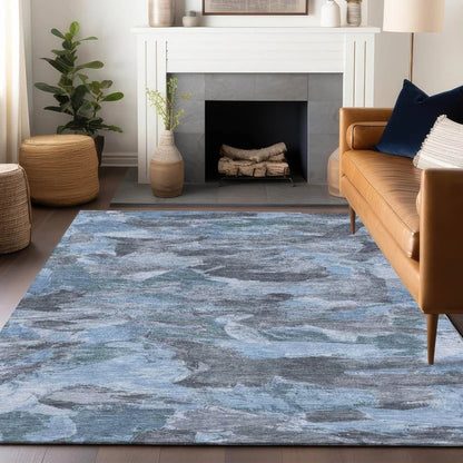 Eucalyne Blue Washable Indoor - Outdoor Rug - LOOMLAN - LOOMLAN Rugs - Outdoor Rugs