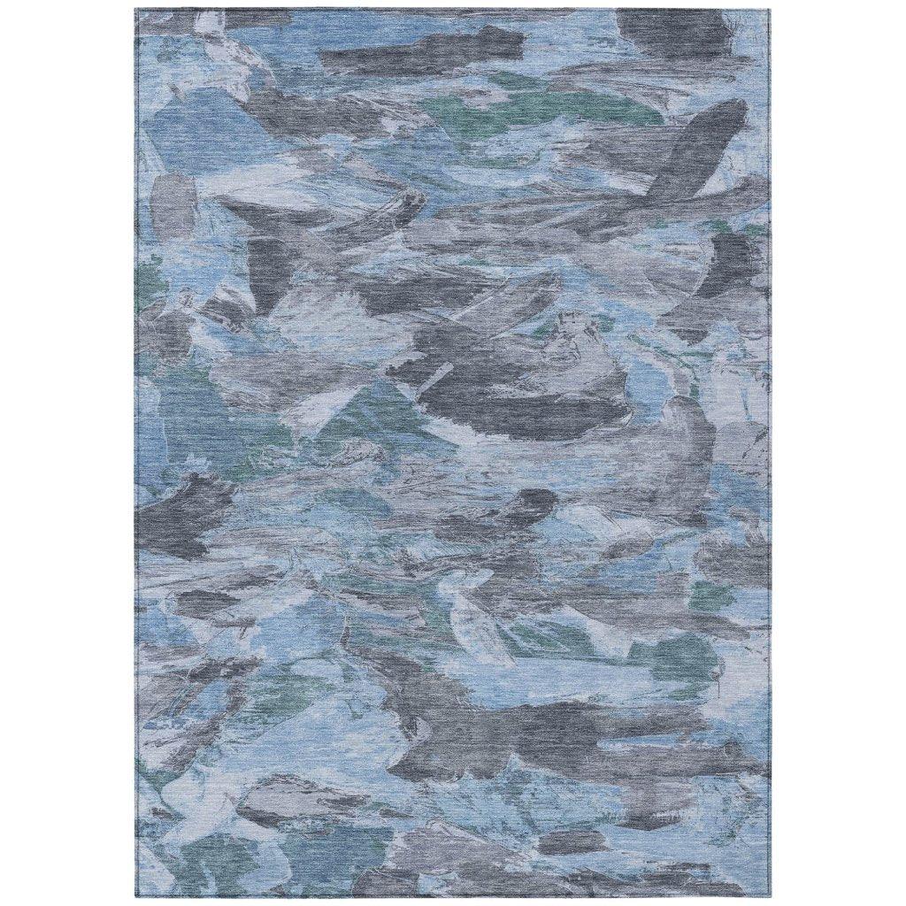 Eucalyne Blue Washable Indoor - Outdoor Rug - LOOMLAN - LOOMLAN Rugs - Outdoor Rugs