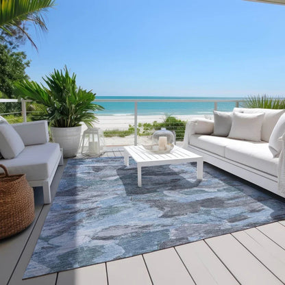 Eucalyne Blue Washable Indoor - Outdoor Rug - LOOMLAN - LOOMLAN Rugs - Outdoor Rugs