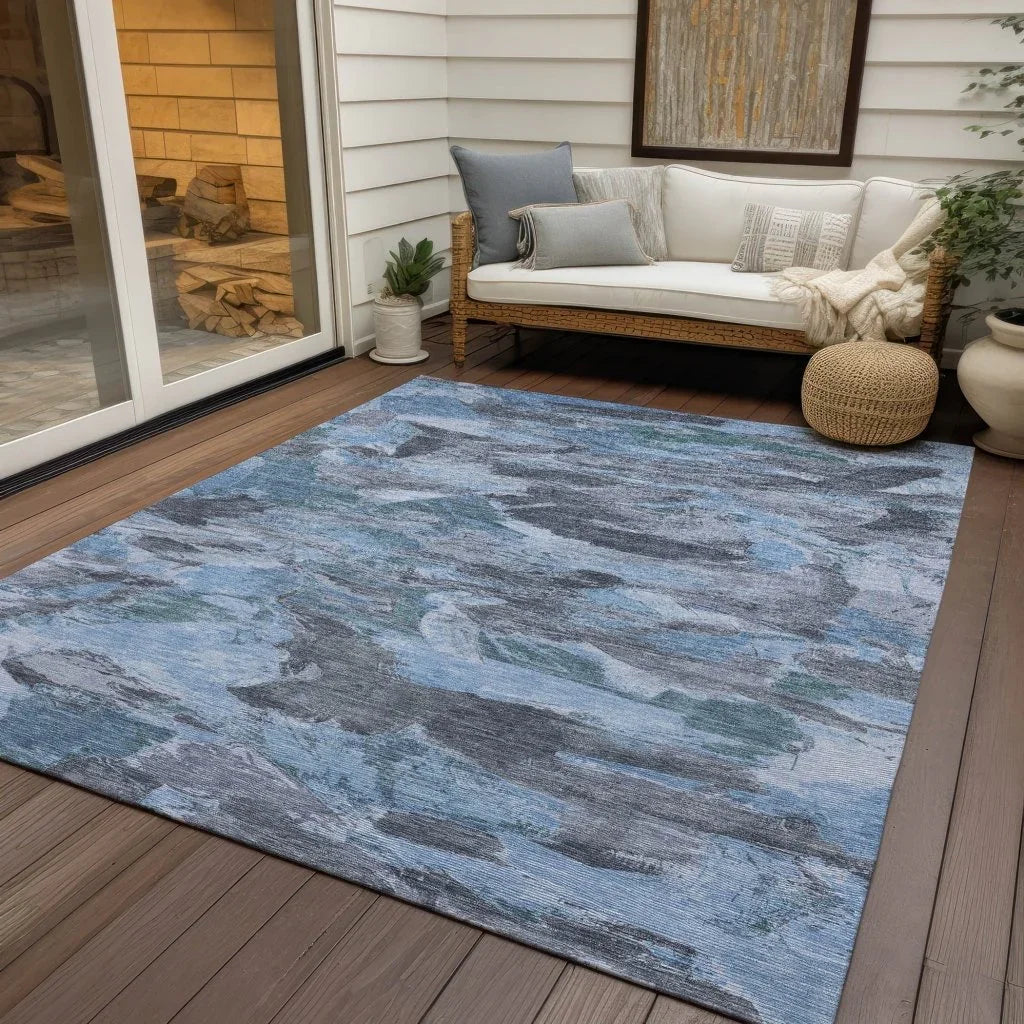 Eucalyne Blue Washable Indoor - Outdoor Rug - LOOMLAN - LOOMLAN Rugs - Outdoor Rugs