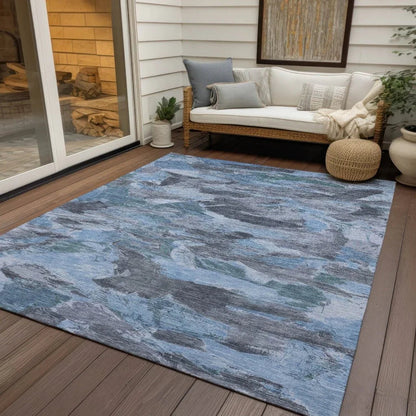 Eucalyne Blue Washable Indoor - Outdoor Rug - LOOMLAN - LOOMLAN Rugs - Outdoor Rugs