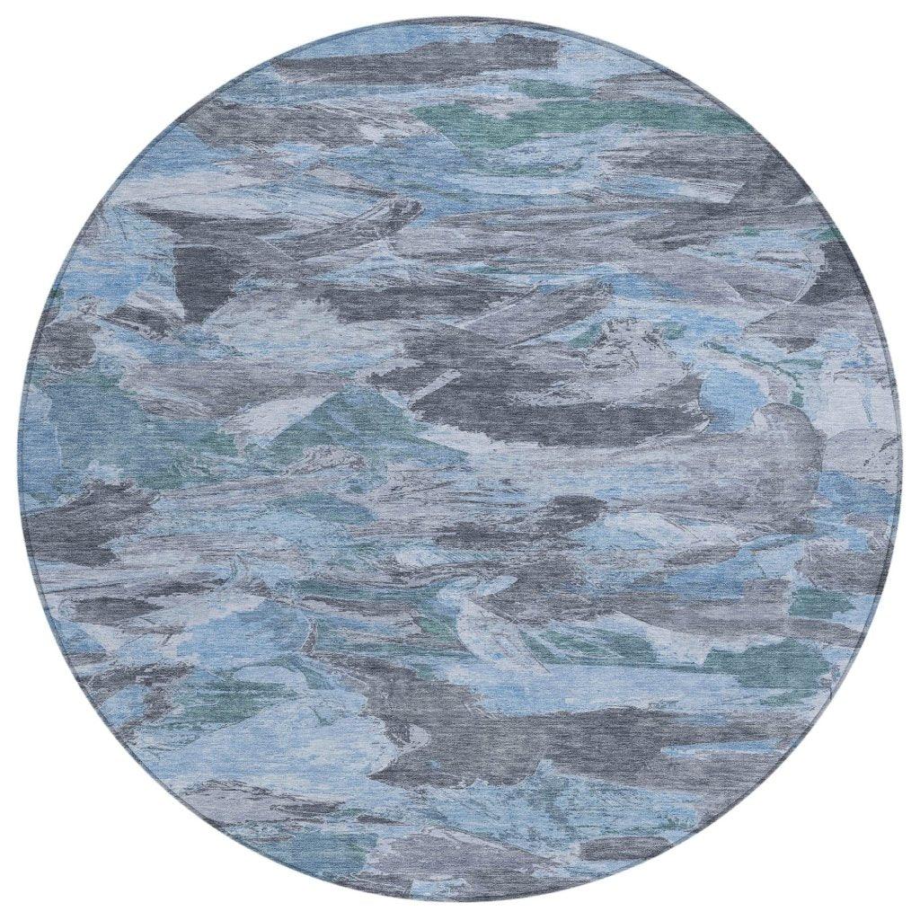 Eucalyne Blue Washable Indoor - Outdoor Rug - LOOMLAN - LOOMLAN Rugs - Outdoor Rugs