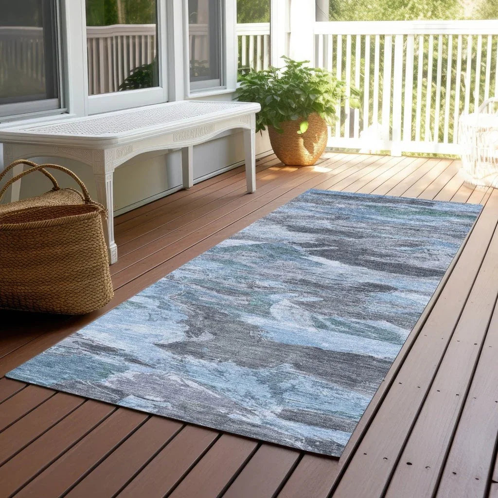 Eucalyne Blue Washable Indoor - Outdoor Rug - LOOMLAN - LOOMLAN Rugs - Outdoor Rugs