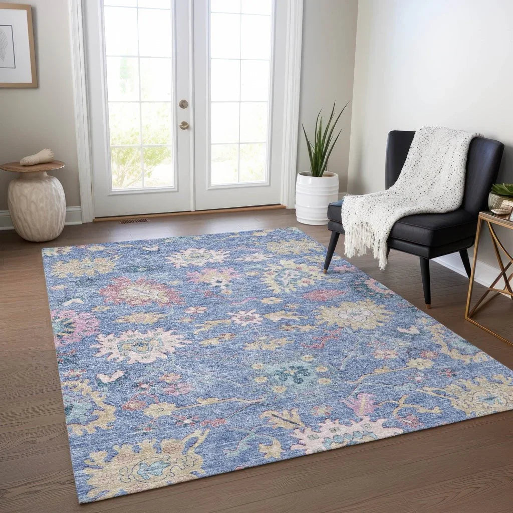 Eugene Blue Washable Indoor - Outdoor Rug - LOOMLAN - LOOMLAN Rugs - Outdoor Rugs