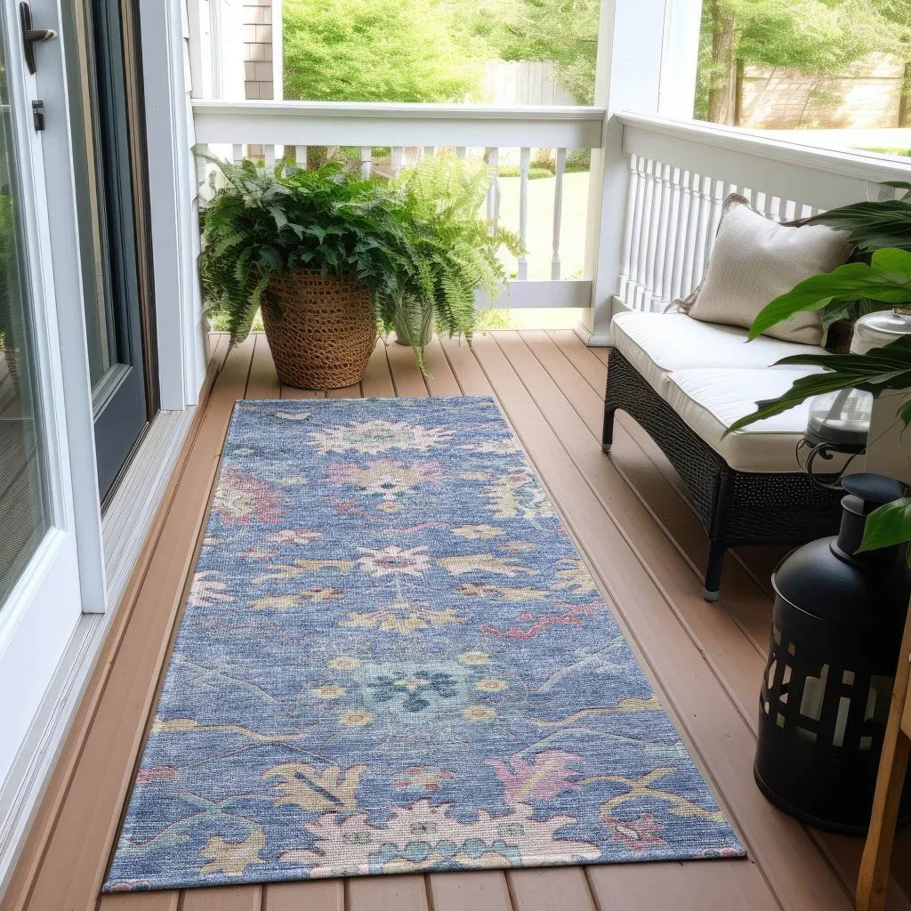 Eugene Blue Washable Indoor - Outdoor Rug - LOOMLAN - LOOMLAN Rugs - Outdoor Rugs
