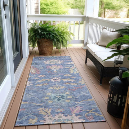 Eugene Blue Washable Indoor - Outdoor Rug - LOOMLAN - LOOMLAN Rugs - Outdoor Rugs