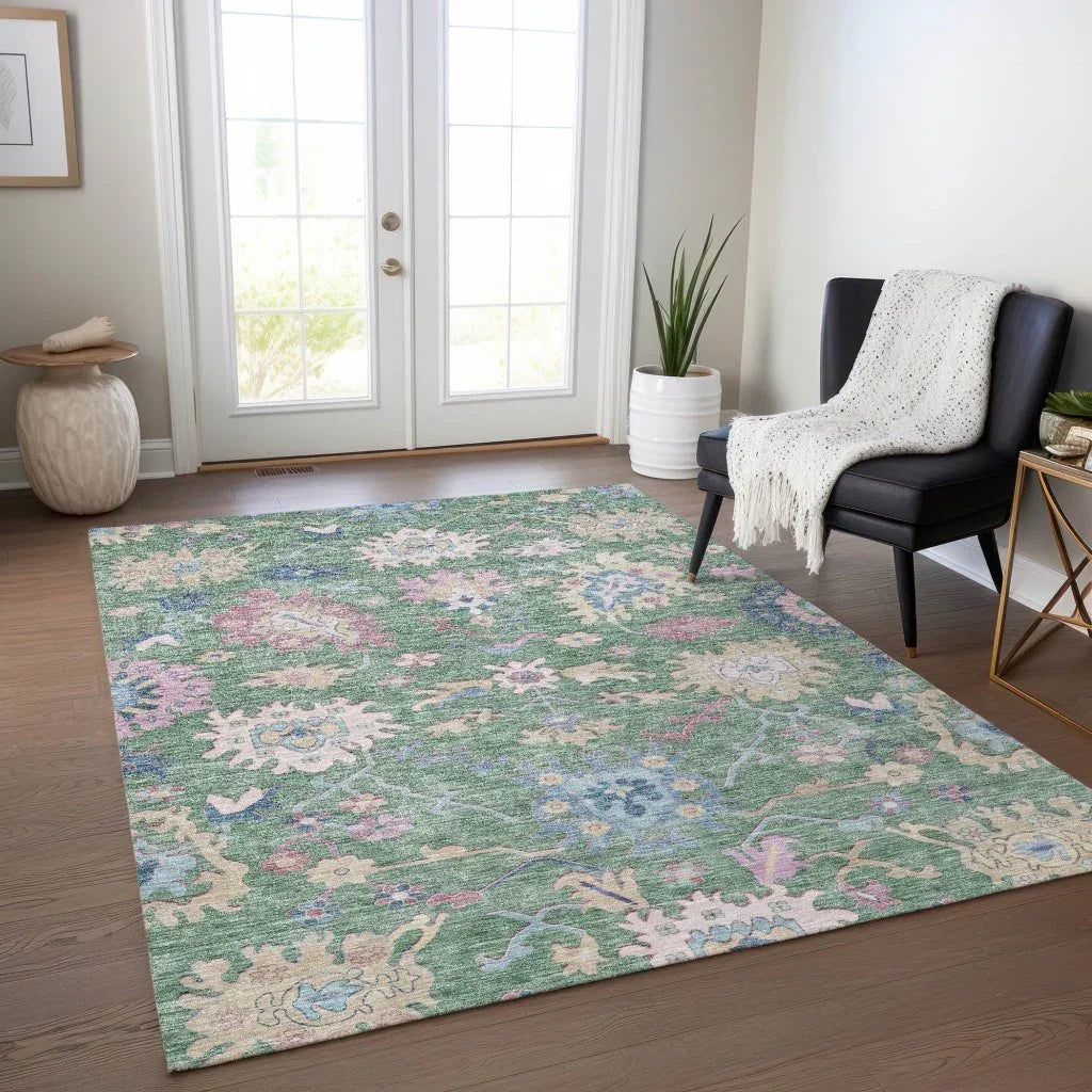 Eugene Green Washable Indoor - Outdoor Rug - LOOMLAN - LOOMLAN Rugs - Outdoor Rugs