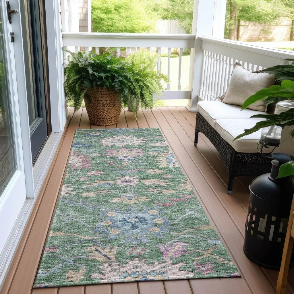 Eugene Green Washable Indoor - Outdoor Rug - LOOMLAN - LOOMLAN Rugs - Outdoor Rugs