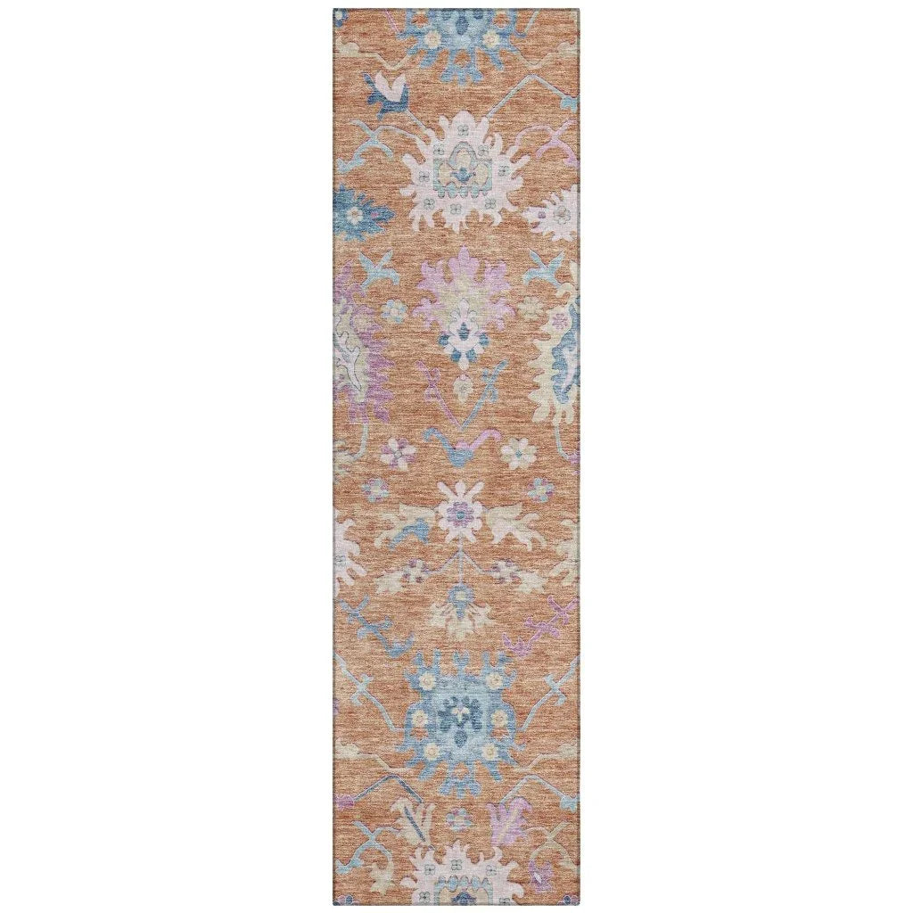 Eugene Orange Washable Indoor - Outdoor Rug - LOOMLAN - LOOMLAN Rugs - Outdoor Rugs