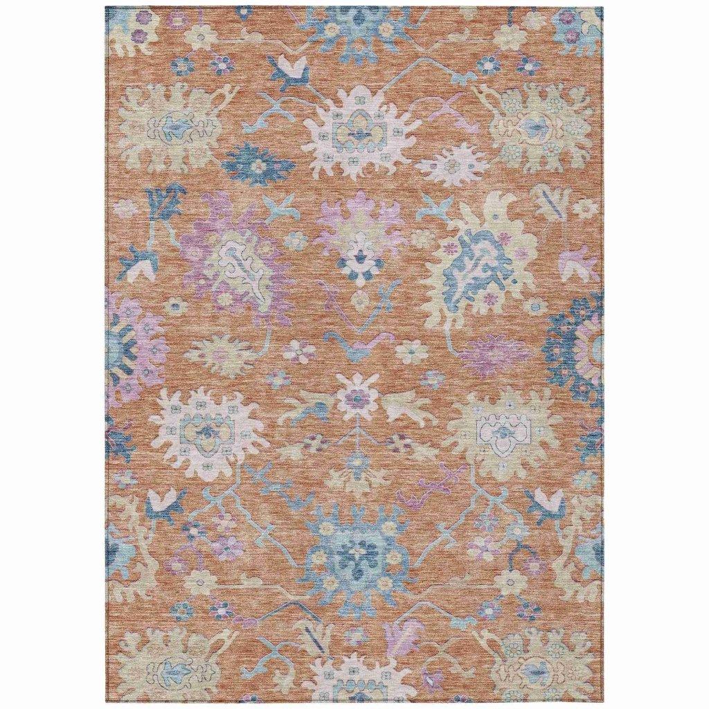Eugene Orange Washable Indoor - Outdoor Rug - LOOMLAN - LOOMLAN Rugs - Outdoor Rugs