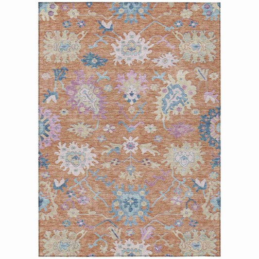 Eugene Orange Washable Indoor - Outdoor Rug - LOOMLAN - LOOMLAN Rugs - Outdoor Rugs