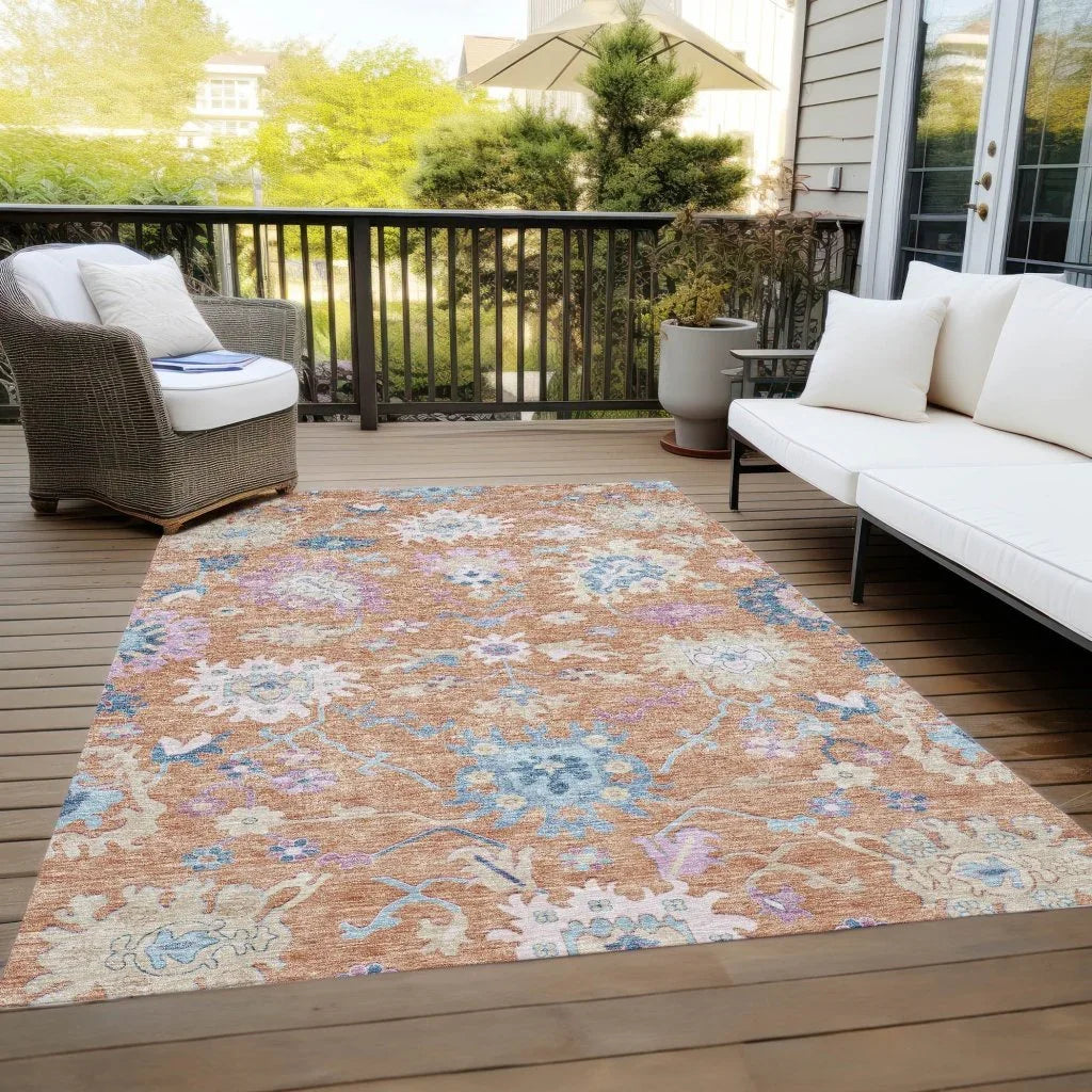 Eugene Orange Washable Indoor - Outdoor Rug - LOOMLAN - LOOMLAN Rugs - Outdoor Rugs
