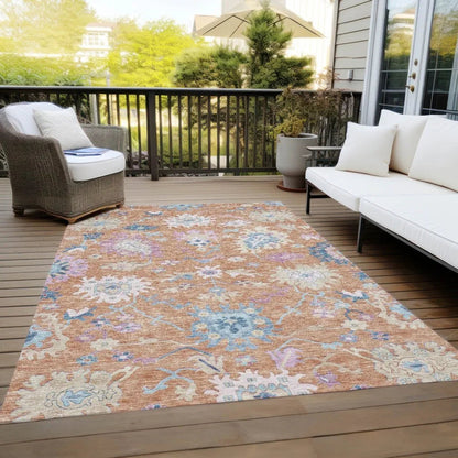 Eugene Orange Washable Indoor - Outdoor Rug - LOOMLAN - LOOMLAN Rugs - Outdoor Rugs