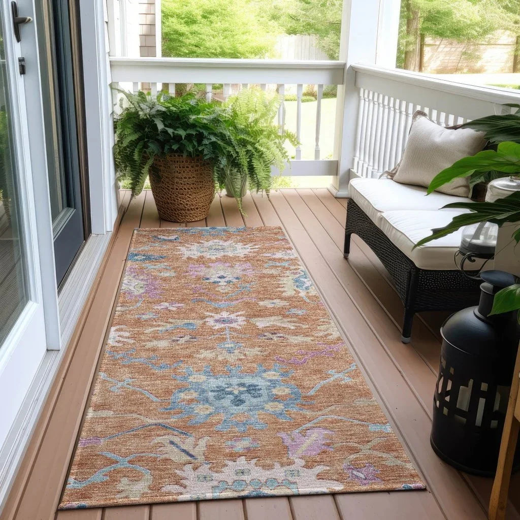 Eugene Orange Washable Indoor - Outdoor Rug - LOOMLAN - LOOMLAN Rugs - Outdoor Rugs
