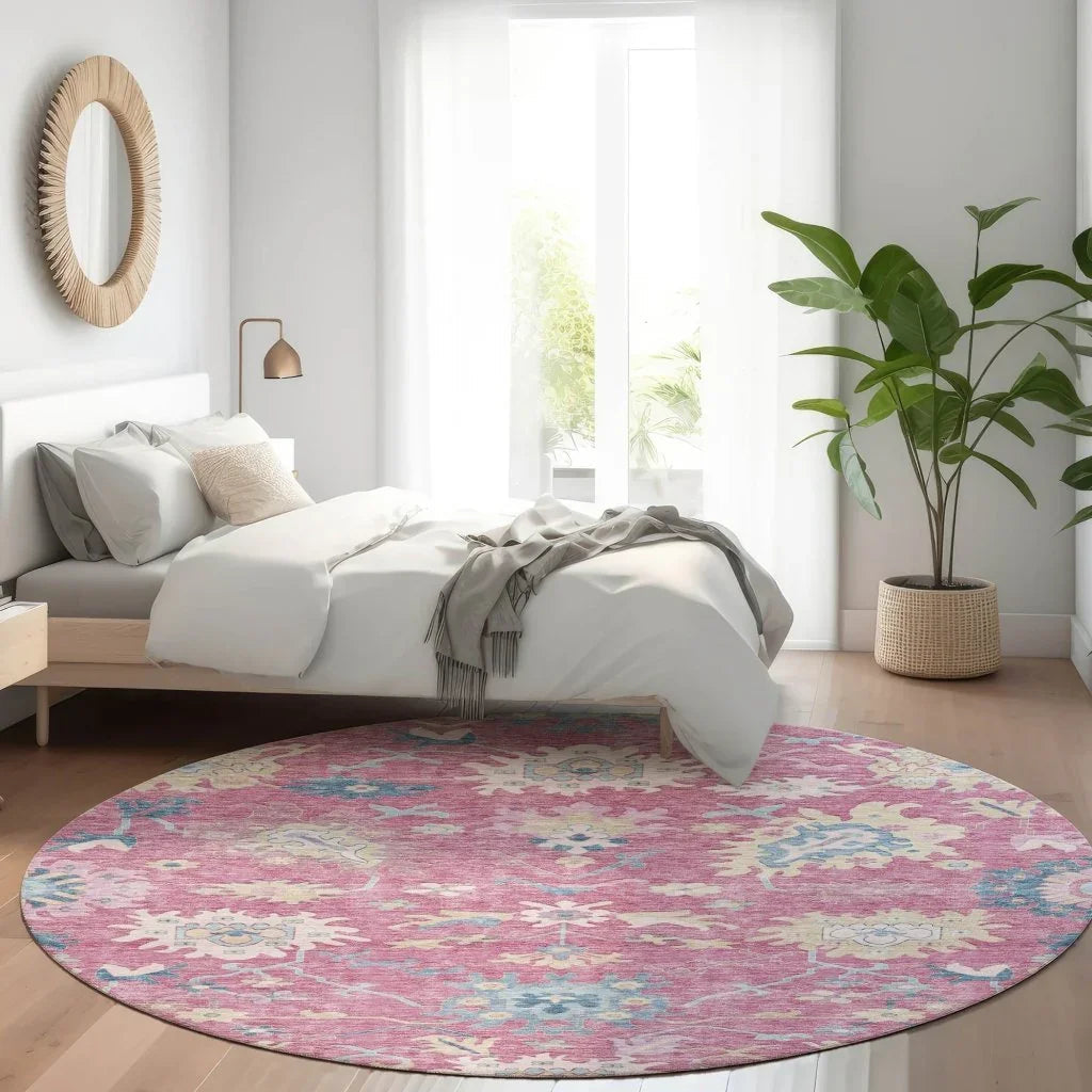 Eugene Pink Washable Indoor - Outdoor Rug - LOOMLAN - LOOMLAN Rugs - Outdoor Rugs