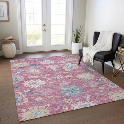 Eugene Pink Washable Indoor - Outdoor Rug - LOOMLAN - LOOMLAN Rugs - Outdoor Rugs
