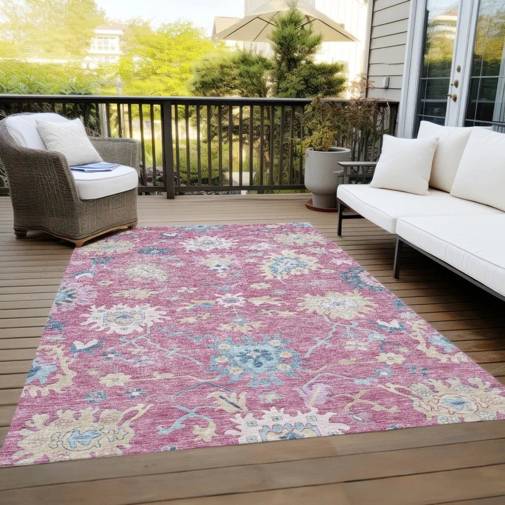 Eugene Pink Washable Indoor - Outdoor Rug - LOOMLAN - LOOMLAN Rugs - Outdoor Rugs