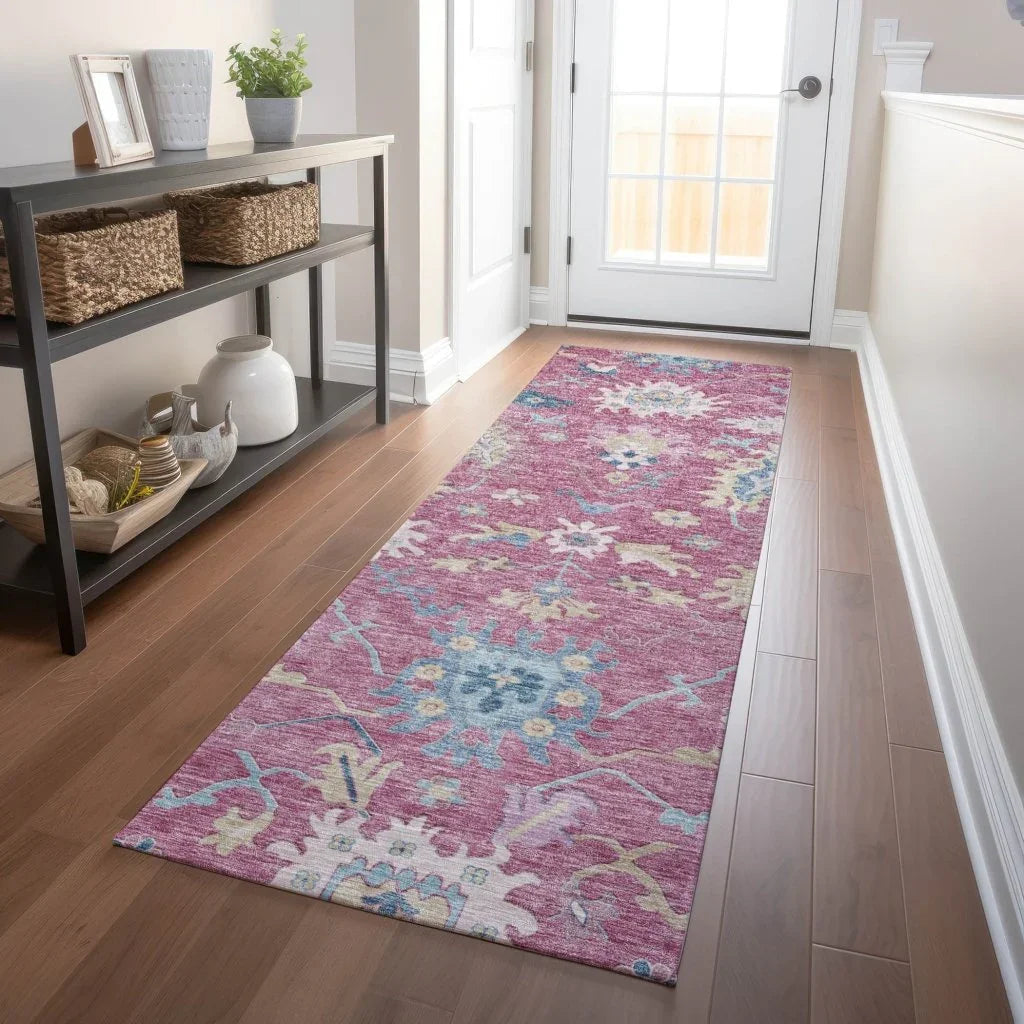 Eugene Pink Washable Indoor - Outdoor Rug - LOOMLAN - LOOMLAN Rugs - Outdoor Rugs