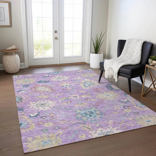 Eugene Purple Washable Indoor - Outdoor Rug - LOOMLAN - LOOMLAN Rugs - Outdoor Rugs